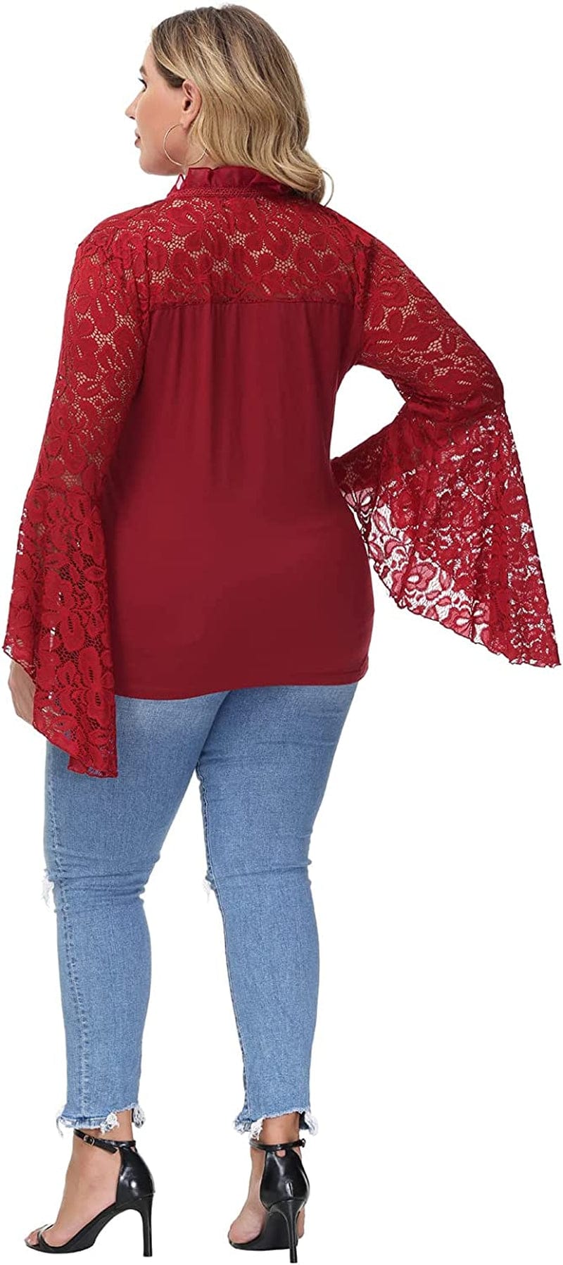 Women'S Vintage Gothic Lace Flare Sleeves T Shirt Tops Victorian Blouse