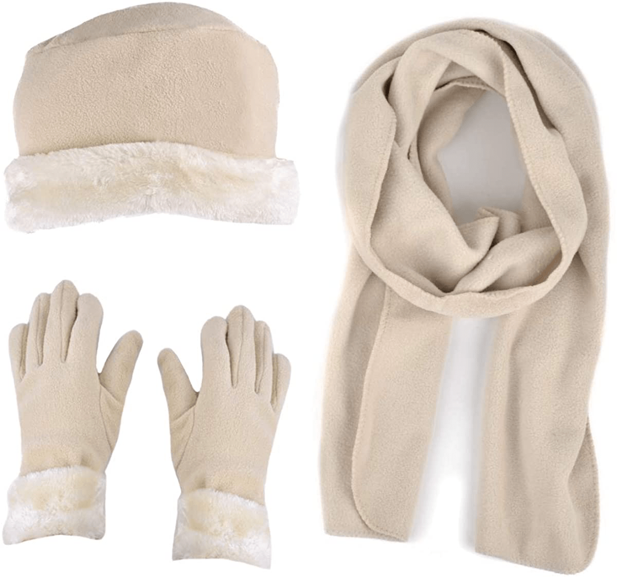 Women's Warm Fleece Winter - Women's Hat and Glove Set + Hats Gloves Scarves for Women Arts & Entertainment > Party & Celebration > Gift Giving boxed-gifts Beige  
