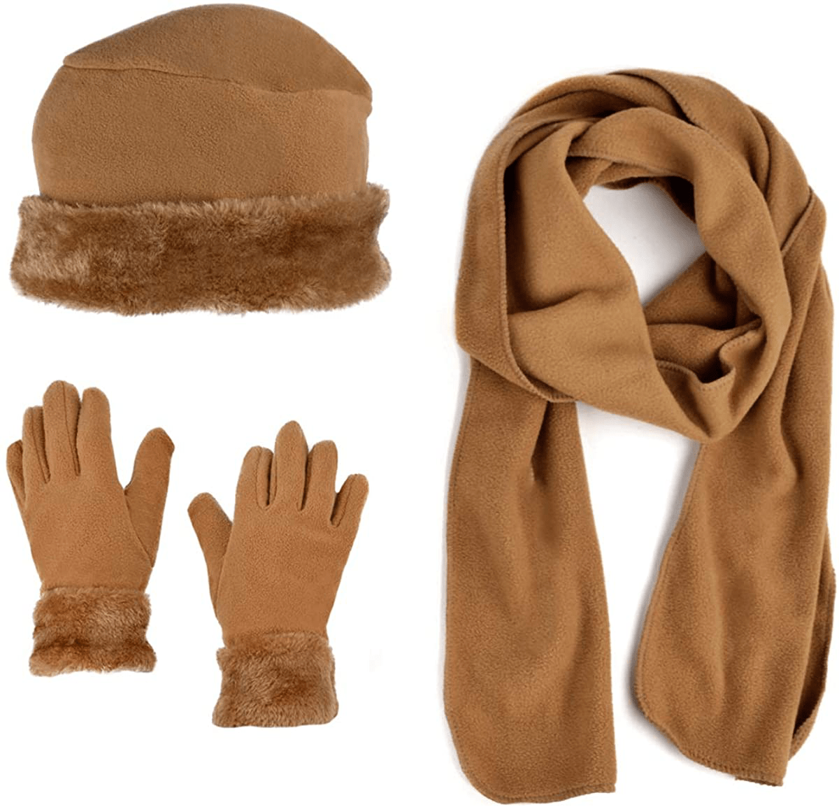 Women's Warm Fleece Winter - Women's Hat and Glove Set + Hats Gloves Scarves for Women Arts & Entertainment > Party & Celebration > Gift Giving boxed-gifts Light Brown  