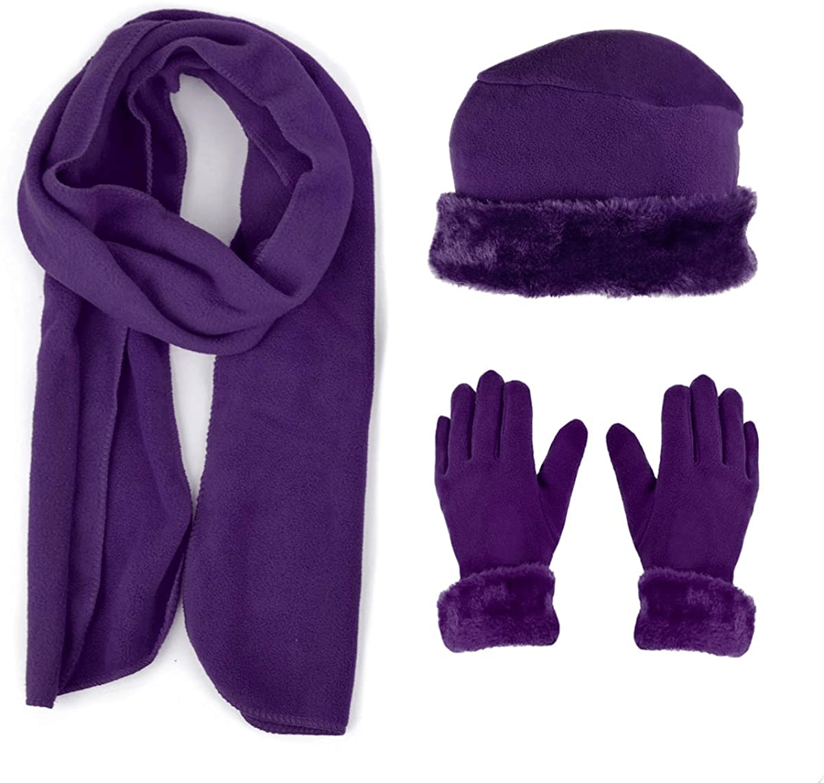 Women's Warm Fleece Winter - Women's Hat and Glove Set + Hats Gloves Scarves for Women Arts & Entertainment > Party & Celebration > Gift Giving boxed-gifts Purple  