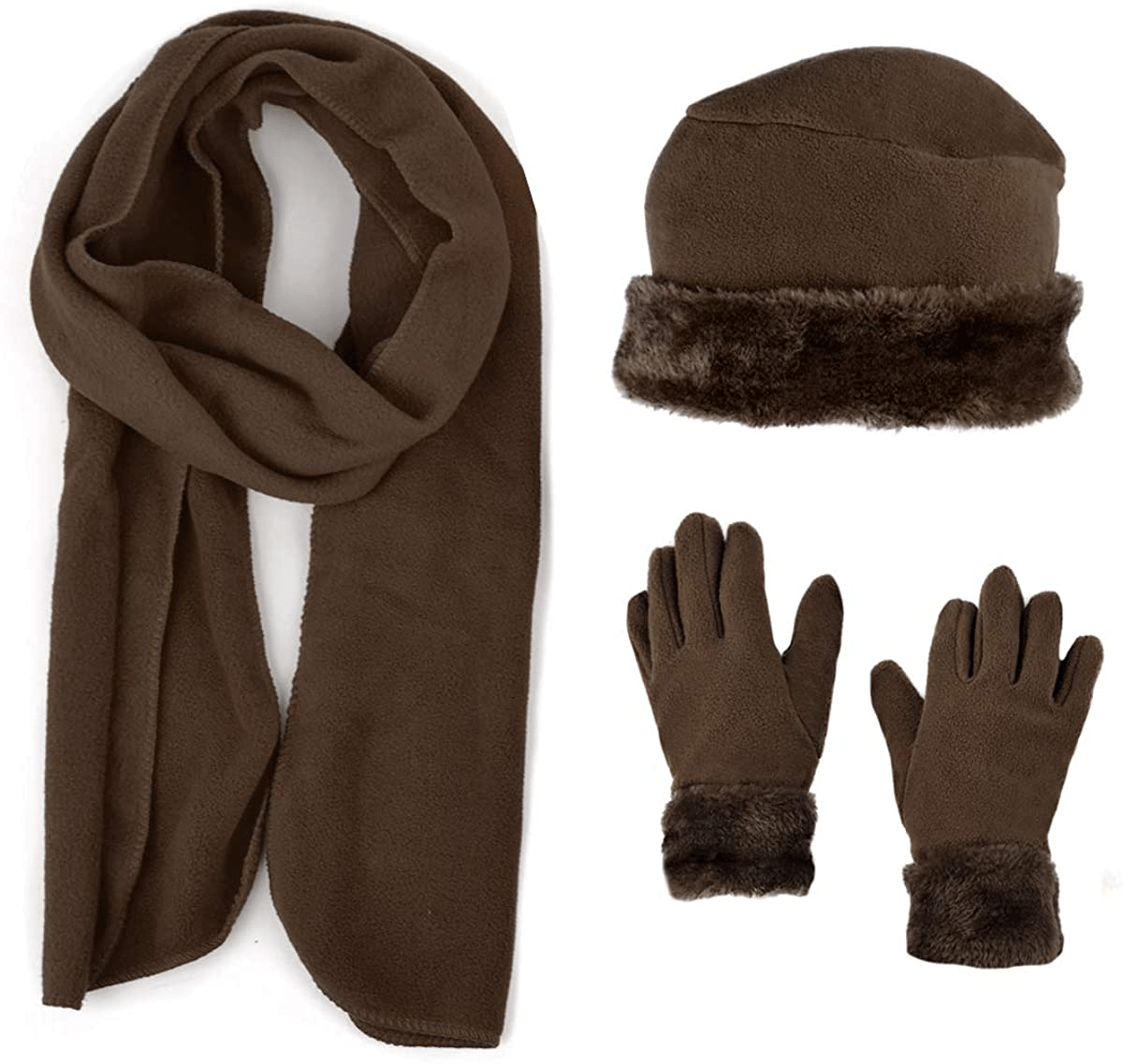 Women's Warm Fleece Winter - Women's Hat and Glove Set + Hats Gloves Scarves for Women Arts & Entertainment > Party & Celebration > Gift Giving boxed-gifts Brown  
