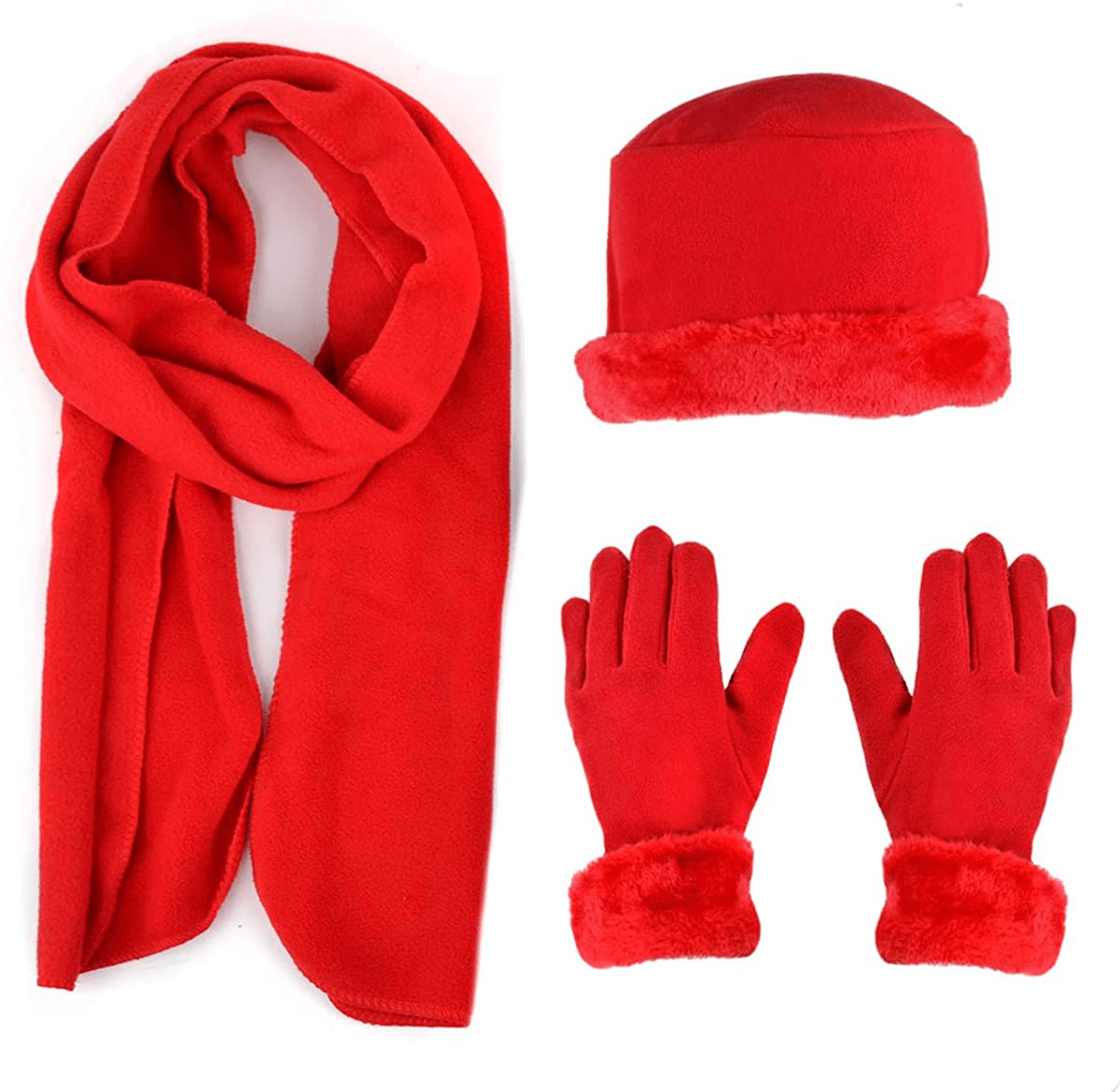 Women's Warm Fleece Winter - Women's Hat and Glove Set + Hats Gloves Scarves for Women Arts & Entertainment > Party & Celebration > Gift Giving boxed-gifts Red  