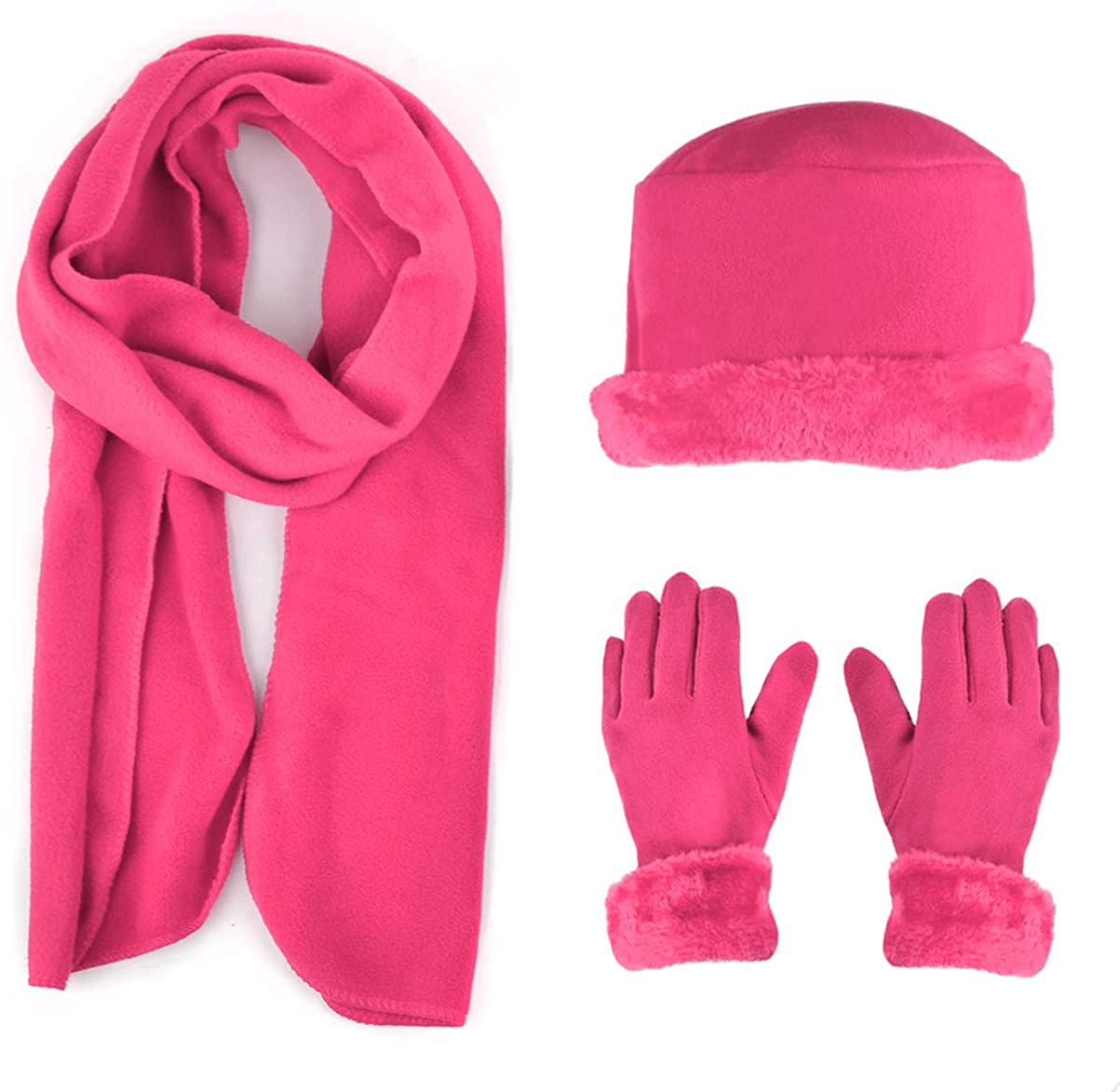 Women's Warm Fleece Winter - Women's Hat and Glove Set + Hats Gloves Scarves for Women Arts & Entertainment > Party & Celebration > Gift Giving boxed-gifts Hot Pink  