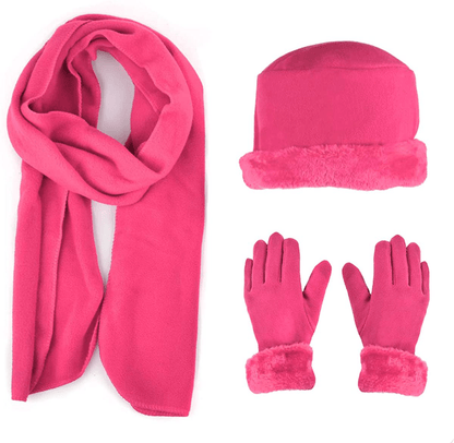 Women's Warm Fleece Winter - Women's Hat and Glove Set + Hats Gloves Scarves for Women Arts & Entertainment > Party & Celebration > Gift Giving boxed-gifts Hot Pink  