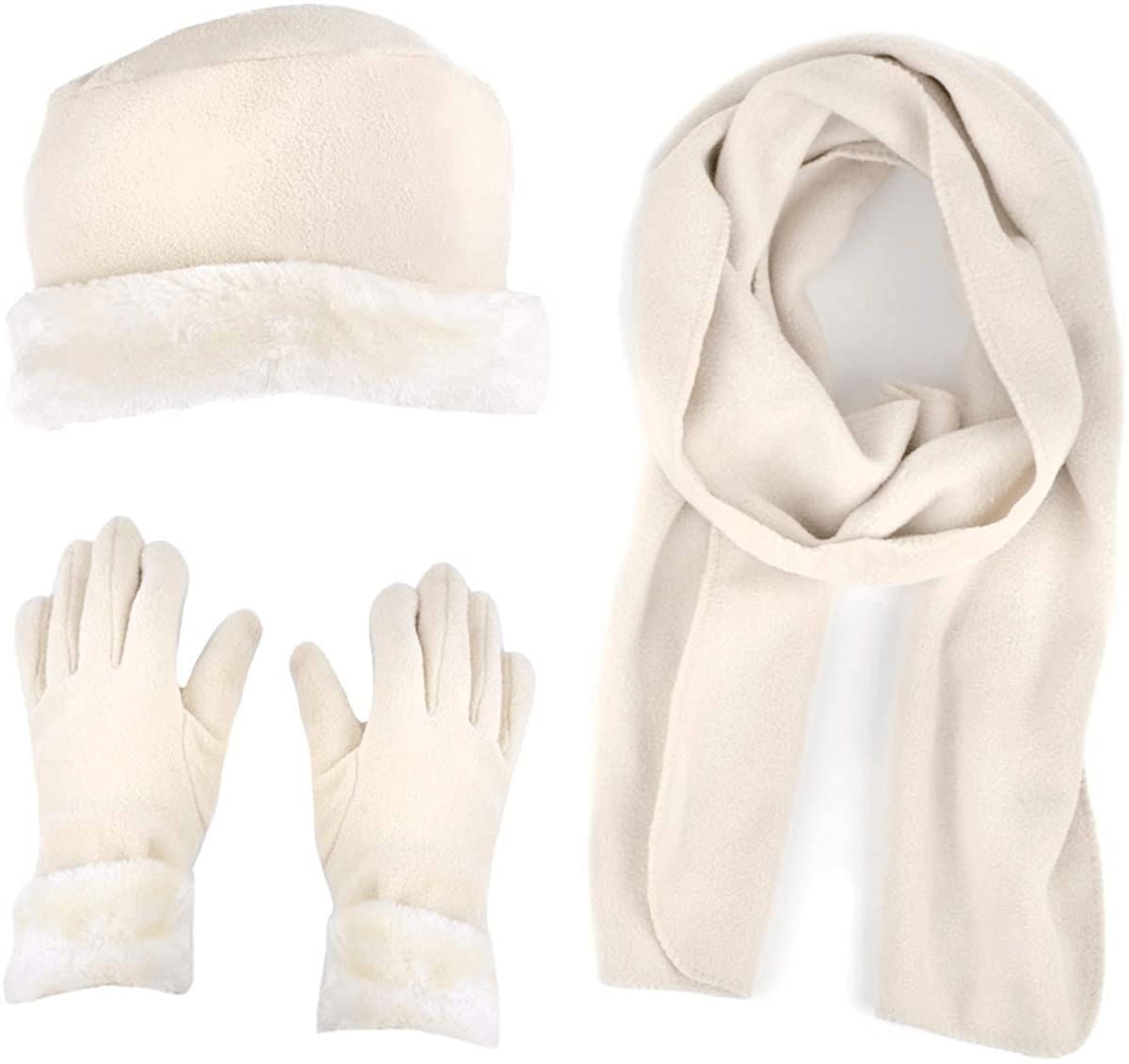 Women's Warm Fleece Winter - Women's Hat and Glove Set + Hats Gloves Scarves for Women Arts & Entertainment > Party & Celebration > Gift Giving boxed-gifts Ivory 60  
