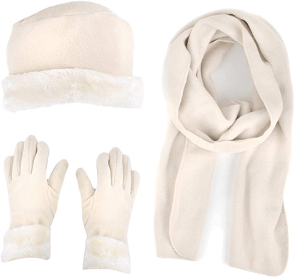 Women's Warm Fleece Winter - Women's Hat and Glove Set + Hats Gloves Scarves for Women Arts & Entertainment > Party & Celebration > Gift Giving boxed-gifts Ivory 60  