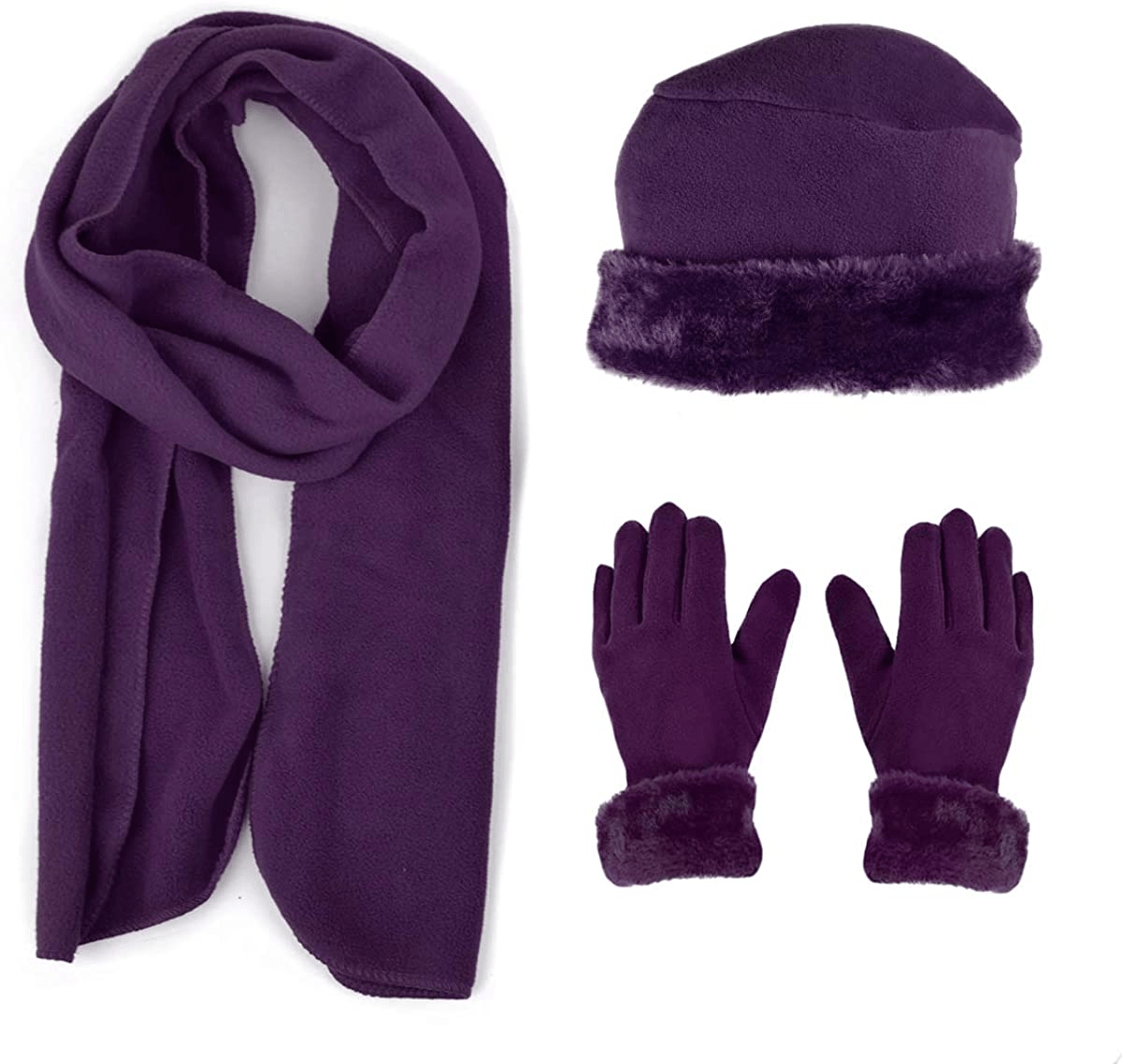 Women's Warm Fleece Winter - Women's Hat and Glove Set + Hats Gloves Scarves for Women Arts & Entertainment > Party & Celebration > Gift Giving boxed-gifts Plum  
