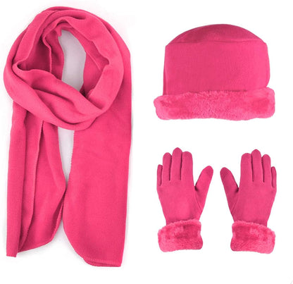 Women'S Warm Fleece Winter - Women'S Hat and Glove Set + Hats Gloves Scarves for Women Apparel & Accessories > Clothing Accessories > Gloves & Mittens boxed-gifts Hot Pink  