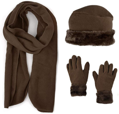 Women'S Warm Fleece Winter - Women'S Hat and Glove Set + Hats Gloves Scarves for Women Apparel & Accessories > Clothing Accessories > Gloves & Mittens boxed-gifts Brown 60  