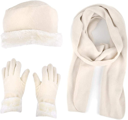 Women'S Warm Fleece Winter - Women'S Hat and Glove Set + Hats Gloves Scarves for Women Apparel & Accessories > Clothing Accessories > Gloves & Mittens boxed-gifts Ivory 60  