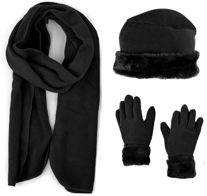 Women'S Warm Fleece Winter - Women'S Hat and Glove Set + Hats Gloves Scarves for Women Apparel & Accessories > Clothing Accessories > Gloves & Mittens boxed-gifts Black  