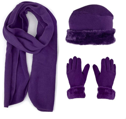 Women'S Warm Fleece Winter - Women'S Hat and Glove Set + Hats Gloves Scarves for Women Apparel & Accessories > Clothing Accessories > Gloves & Mittens boxed-gifts Purple  
