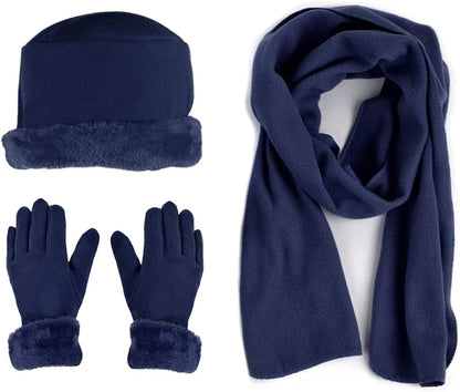 Women'S Warm Fleece Winter - Women'S Hat and Glove Set + Hats Gloves Scarves for Women Apparel & Accessories > Clothing Accessories > Gloves & Mittens boxed-gifts Navy  