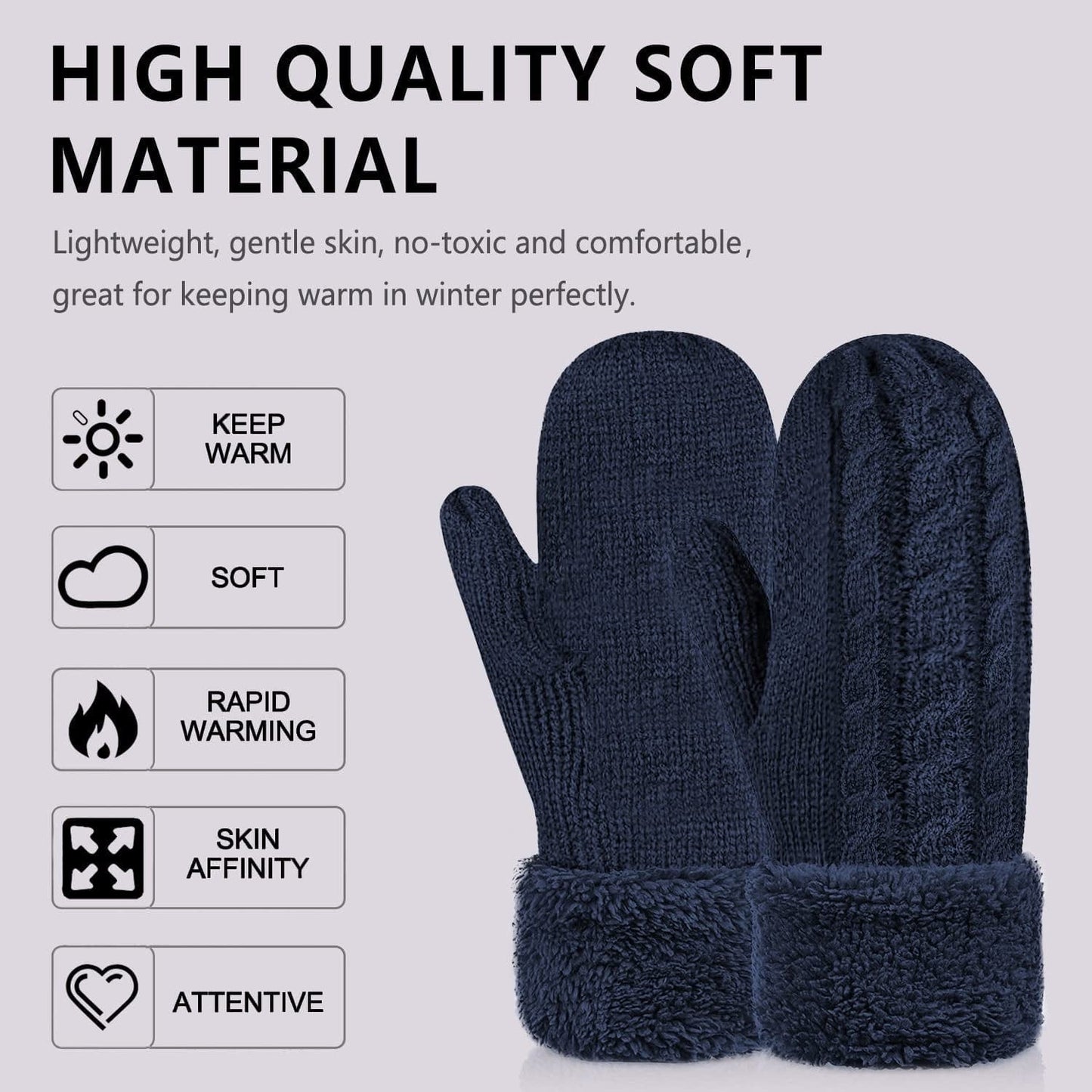 Women'S Winter Gloves Warm Lining - Cozy Wool Knit Thick Gloves Mittens in 11 Color Apparel & Accessories > Clothing Accessories > Gloves & Mittens Whiteleopard   