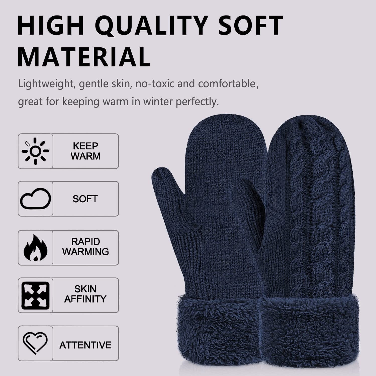 Women'S Winter Gloves Warm Lining - Cozy Wool Knit Thick Gloves Mittens in 11 Color Apparel & Accessories > Clothing Accessories > Gloves & Mittens Whiteleopard   