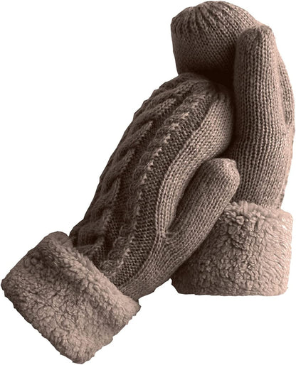 Women'S Winter Gloves Warm Lining - Cozy Wool Knit Thick Gloves Mittens in 11 Color Apparel & Accessories > Clothing Accessories > Gloves & Mittens Whiteleopard Brown  