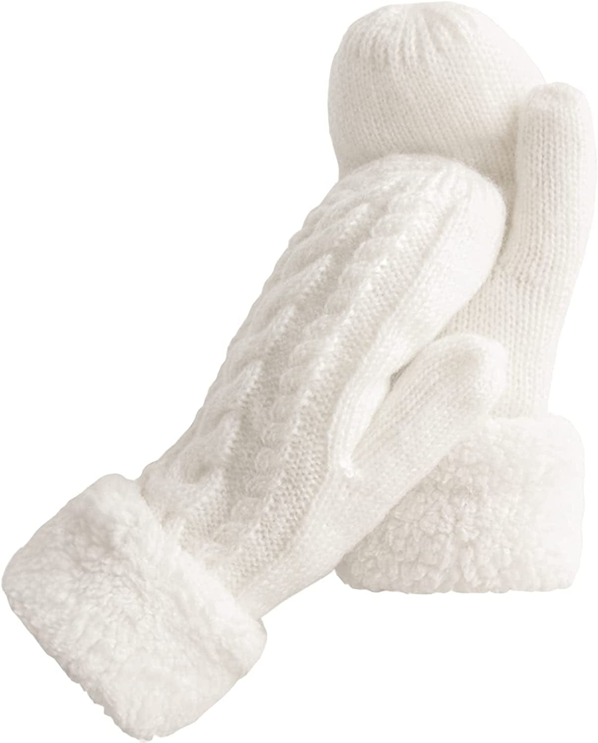 Women'S Winter Gloves Warm Lining - Cozy Wool Knit Thick Gloves Mittens in 11 Color Apparel & Accessories > Clothing Accessories > Gloves & Mittens Whiteleopard White  