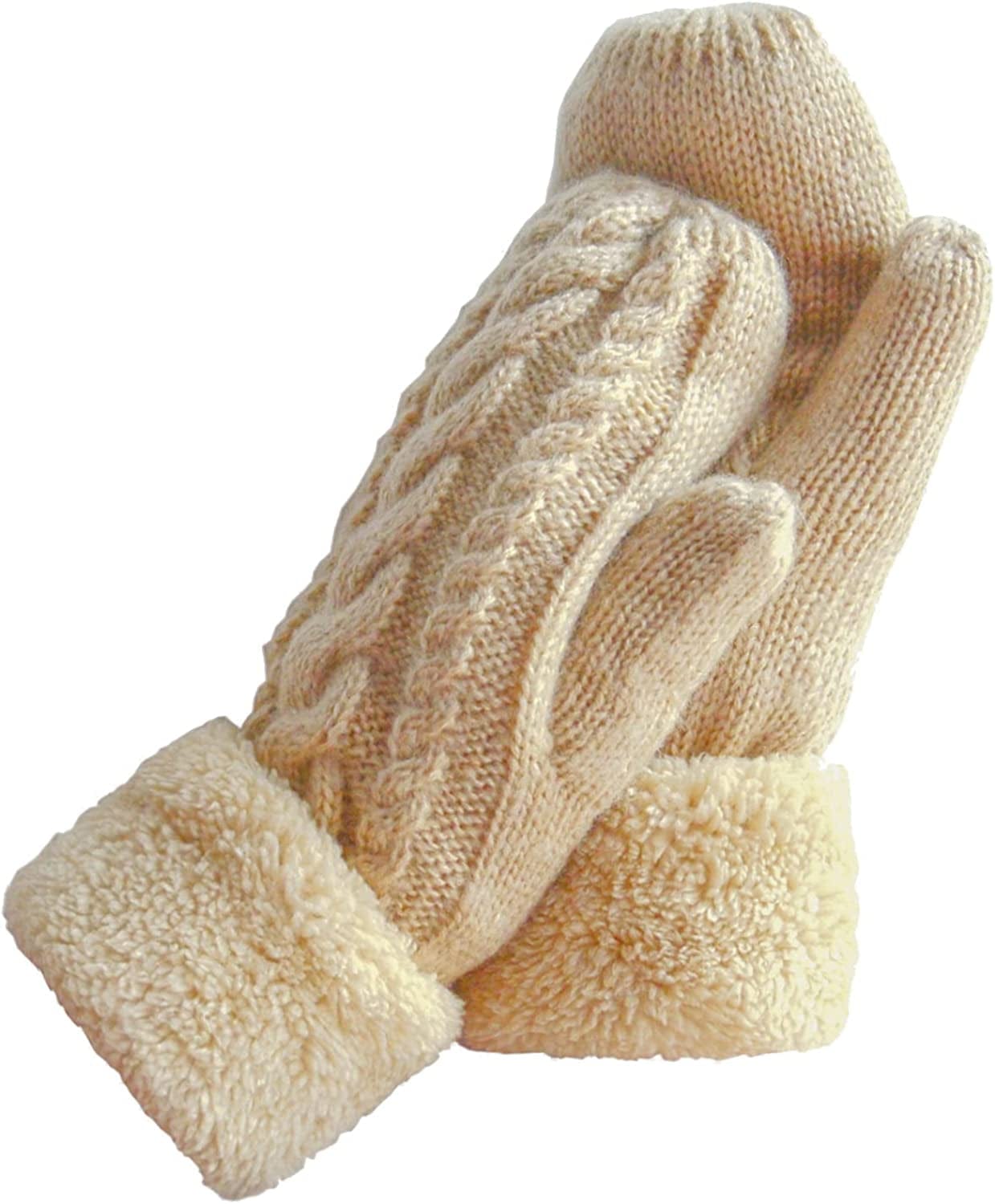 Women'S Winter Gloves Warm Lining - Cozy Wool Knit Thick Gloves Mittens in 11 Color Apparel & Accessories > Clothing Accessories > Gloves & Mittens Whiteleopard Beige  