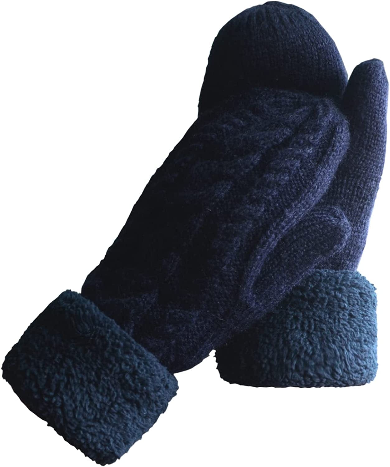 Women'S Winter Gloves Warm Lining - Cozy Wool Knit Thick Gloves Mittens in 11 Color Apparel & Accessories > Clothing Accessories > Gloves & Mittens Whiteleopard Navy Blue  