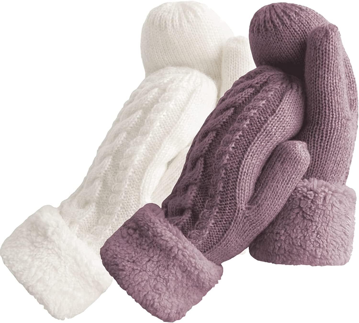 Women'S Winter Gloves Warm Lining - Cozy Wool Knit Thick Gloves Mittens in 11 Color Apparel & Accessories > Clothing Accessories > Gloves & Mittens Whiteleopard White+lilac  