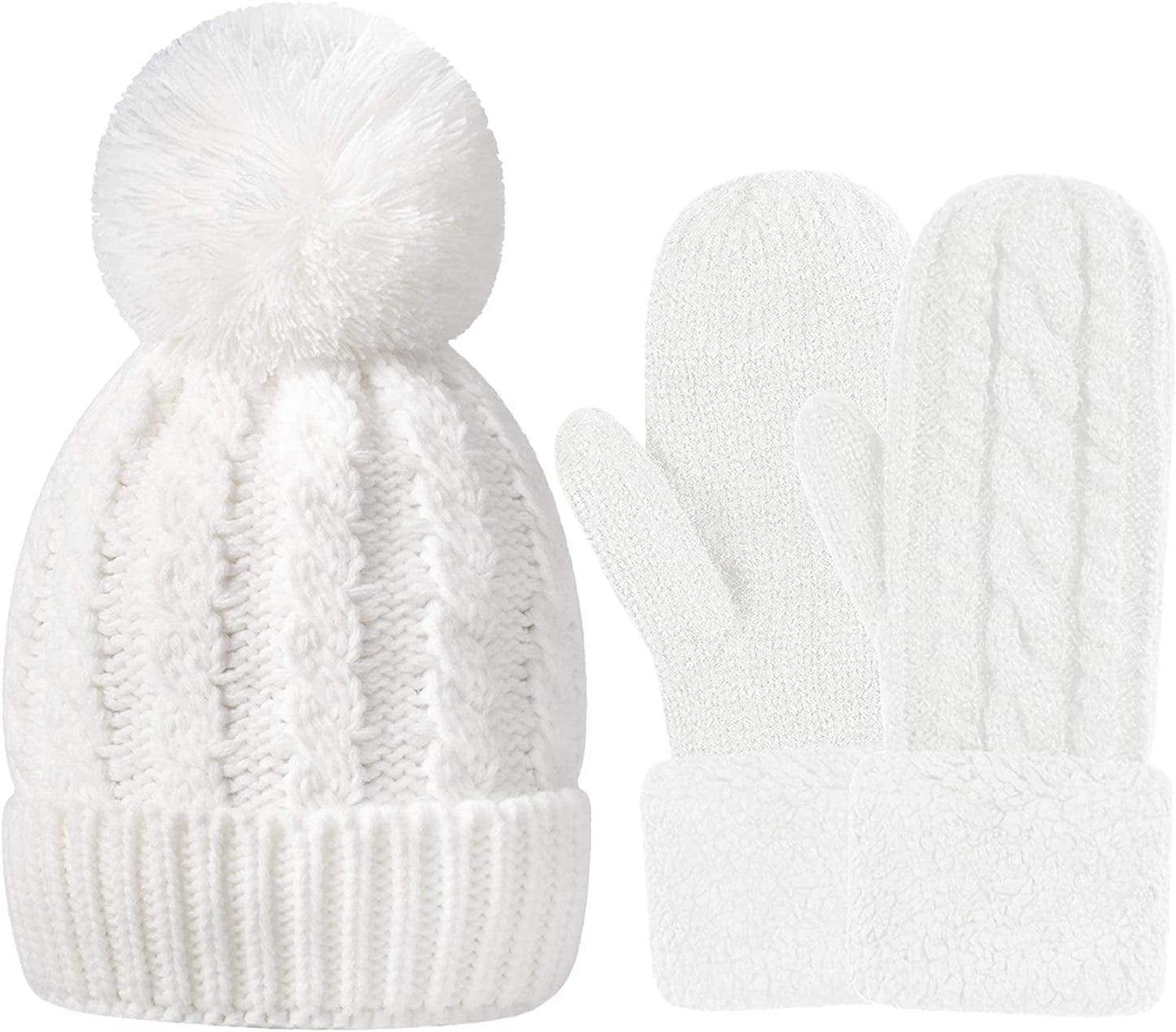 Women'S Winter Gloves Warm Lining - Cozy Wool Knit Thick Gloves Mittens in 11 Color Apparel & Accessories > Clothing Accessories > Gloves & Mittens Whiteleopard White+n White Hat  