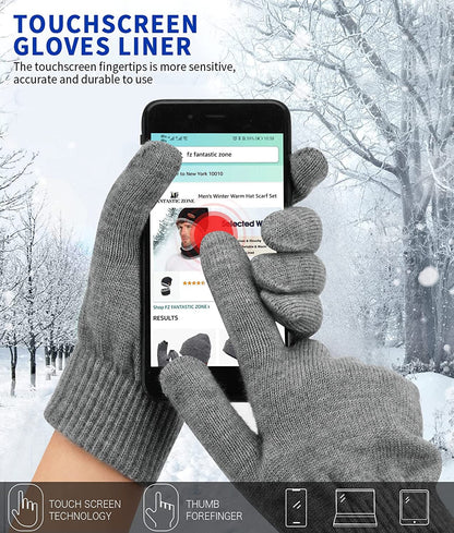 Women'S Winter Touchscreen Stretch Thermal Magic Gloves Warm Wool Knitted Thick Fleece Lined Texting Gloves for Women Apparel & Accessories > Clothing Accessories > Gloves & Mittens FZ FANTASTIC ZONE   