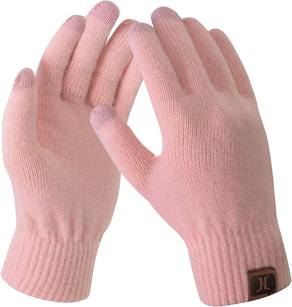Women'S Winter Touchscreen Stretch Thermal Magic Gloves Warm Wool Knitted Thick Fleece Lined Texting Gloves for Women Apparel & Accessories > Clothing Accessories > Gloves & Mittens FZ FANTASTIC ZONE Pink2 One Size 