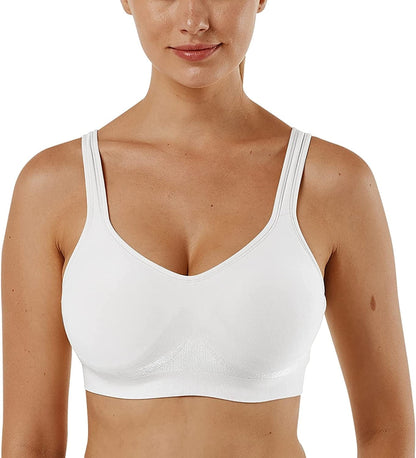 Women'S Wirefree Bras Seamless Full Coverage plus Size Sports Bra for Sleeping Yoga Workout Everyday Wear Bralette 1 Pc-white / Large
