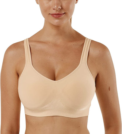 Women'S Wirefree Bras Seamless Full Coverage plus Size Sports Bra for Sleeping Yoga Workout Everyday Wear Bralette 1 Pc-khaki / Medium