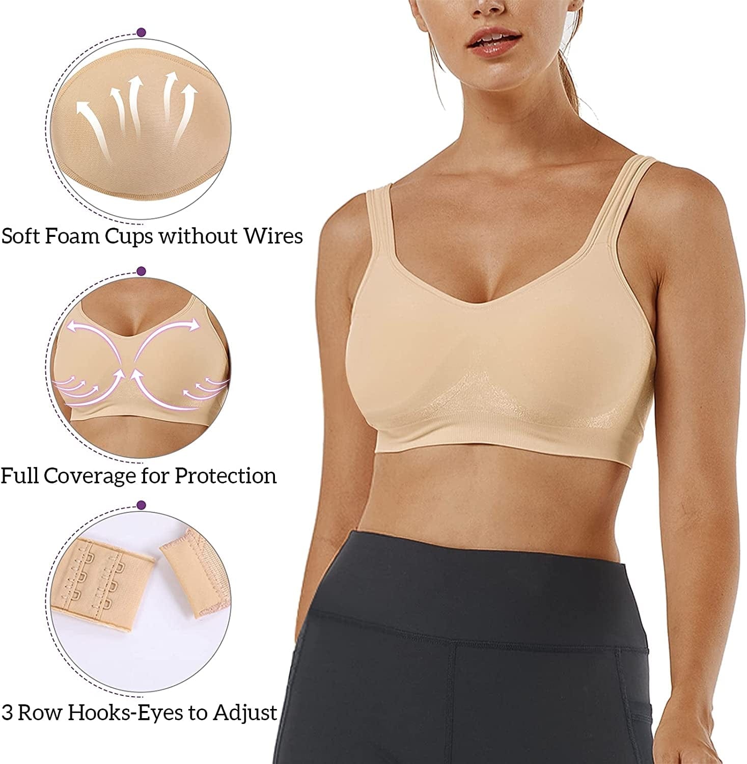 Women'S Wirefree Bras Seamless Full Coverage plus Size Sports Bra for Sleeping Yoga Workout Everyday Wear Bralette