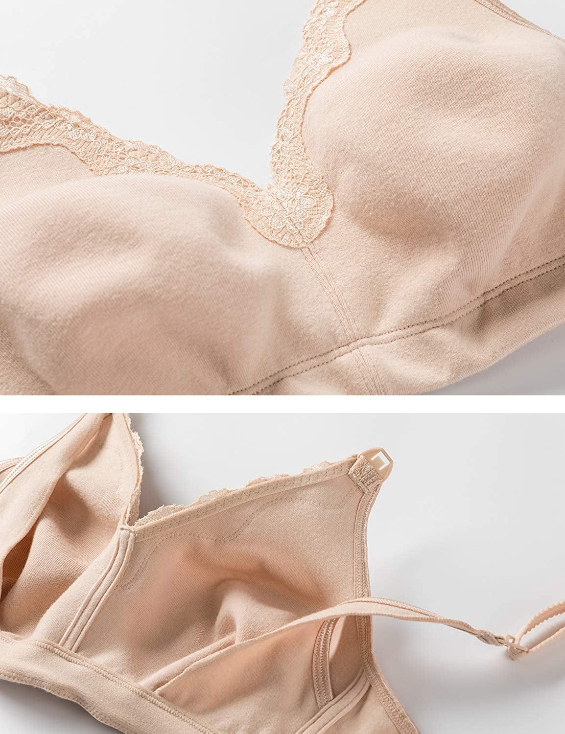 Women'S Wirefree Non Padded plus Size Cotton Maternity Nursing Bra Lace