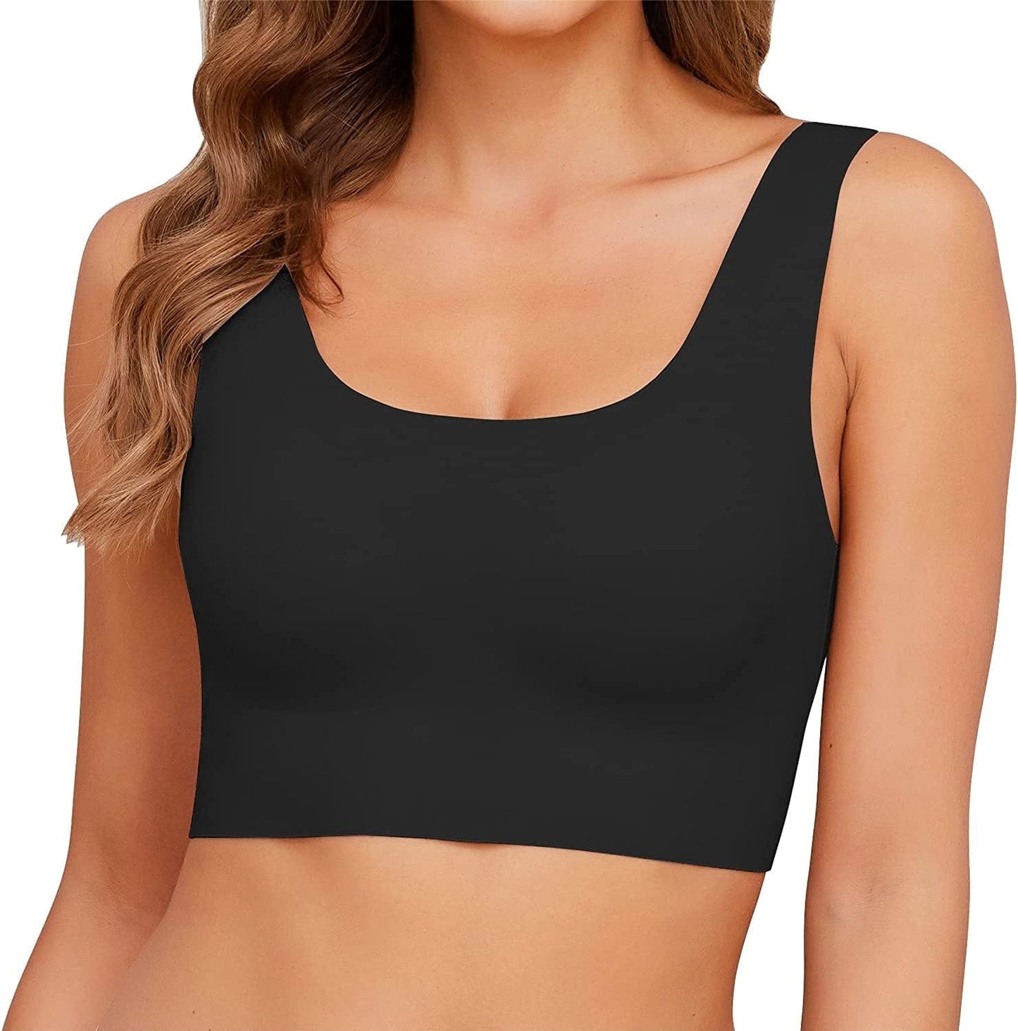 Women'S Wirefree Seamless Adjustable Comfort Stretch Revolution Bra Black / Medium