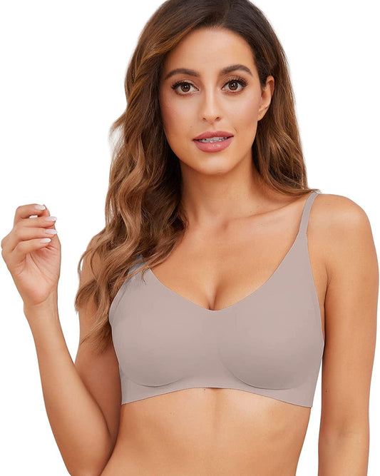 Women'S Wirefree Seamless Adjustable Comfort Stretch Revolution Bra Coffe Brown-003 / Medium