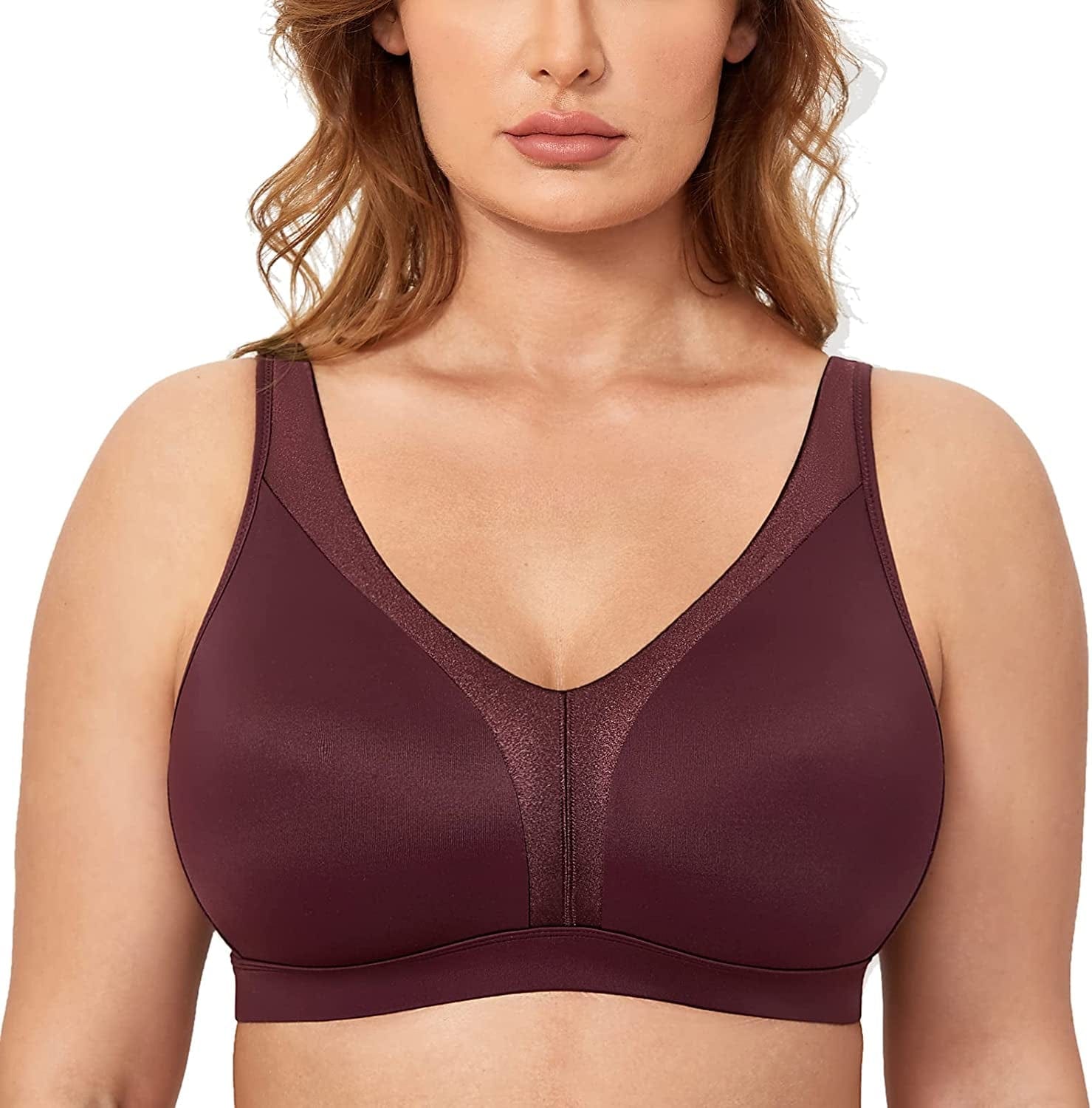 Women'S Wireless Bra plus Size Full Coverage Smooth Unlined Support Vermilion / 46E