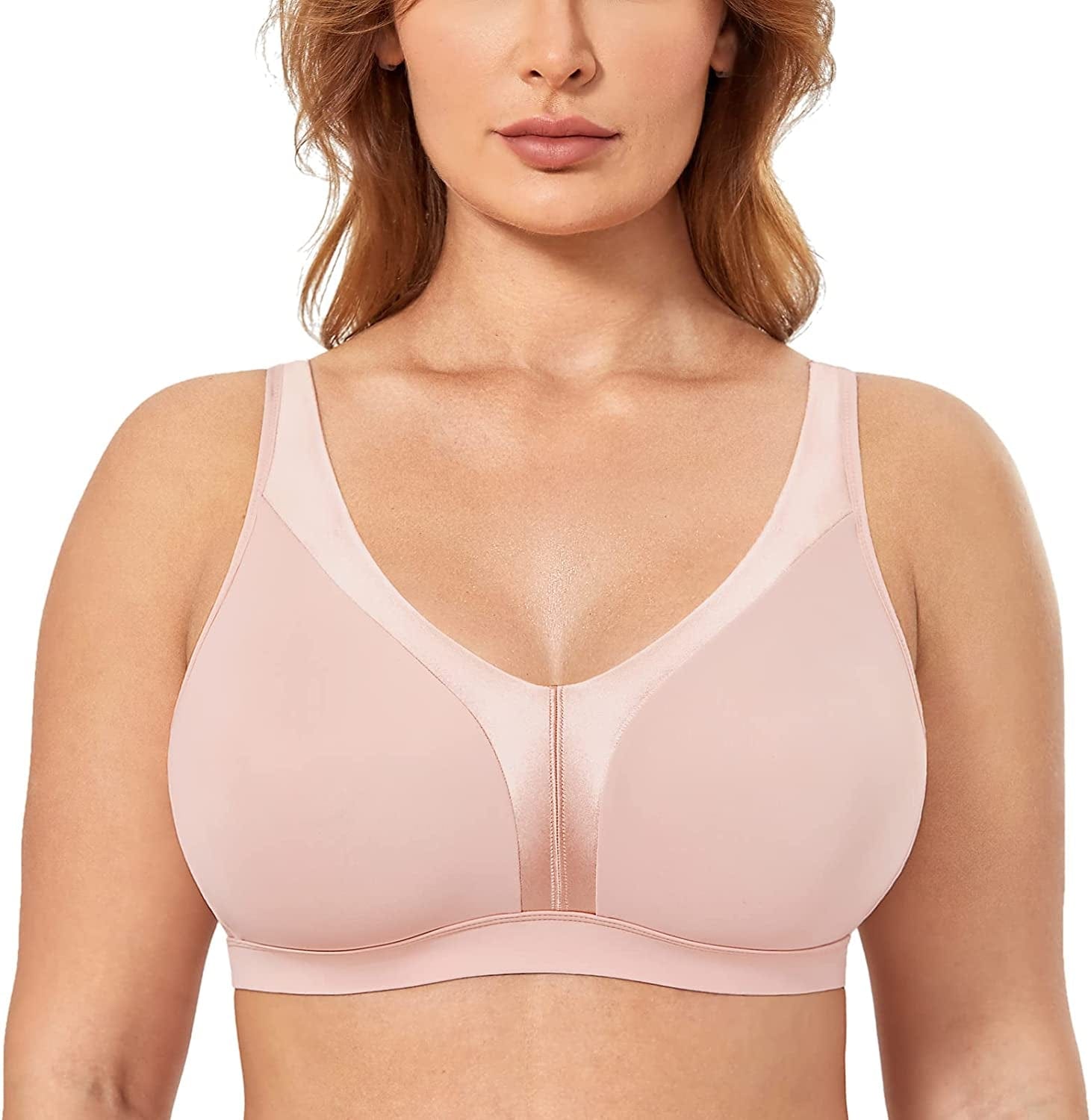 Women'S Wireless Bra plus Size Full Coverage Smooth Unlined Support Gentle Rose / 34G