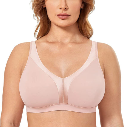 Women'S Wireless Bra plus Size Full Coverage Smooth Unlined Support Gentle Rose / 34G