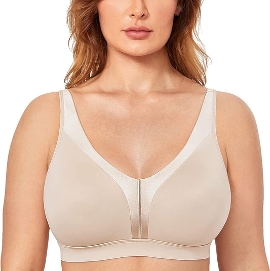 Women'S Wireless Bra plus Size Full Coverage Smooth Unlined Support Beige / 34G