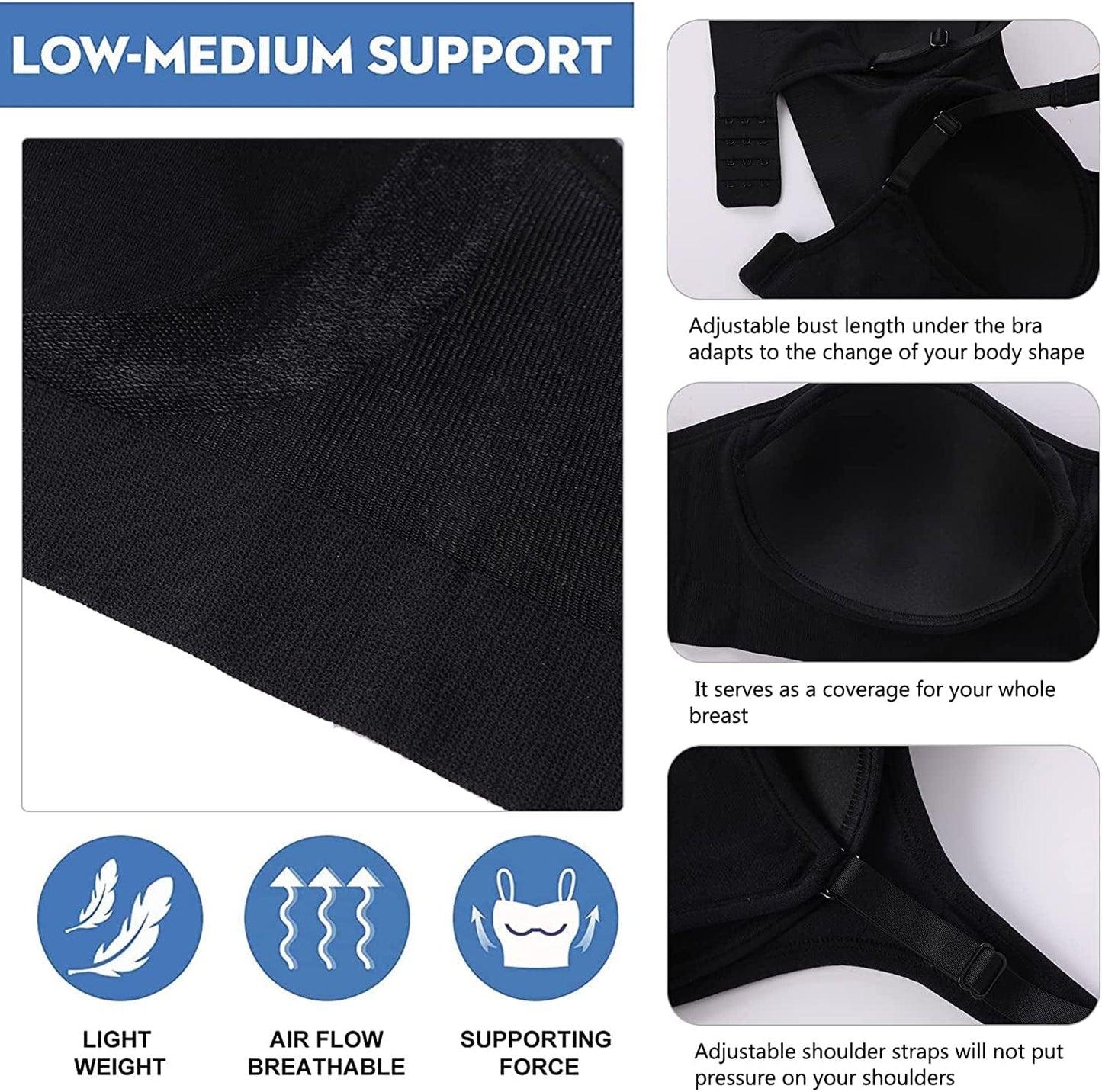 Women'S Wireless Bras Adjustable Comfy Seamless Wirefree Full Coverage Sports Bra plus Size Bralette for Everyday