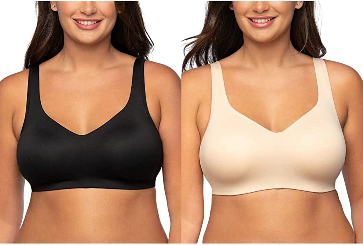 Women'S Wireless Comfort Bra, Customize Your Shape & Support: Convertible Straps, Easy Pullover, Back Smoothing Convertible Straps - 2 Pack Black/Neutral / Convertible Straps (72204) / Small