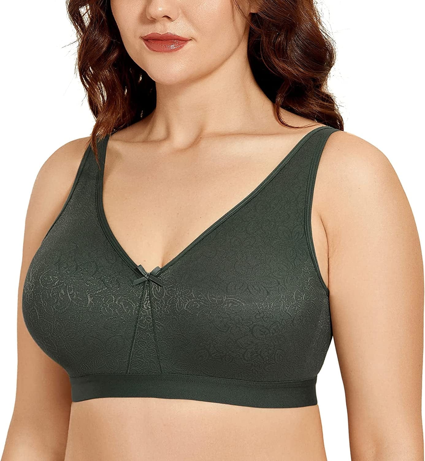 Women'S Wireless Cotton Unlined Full Coverage Comfort Support plus Size Bra