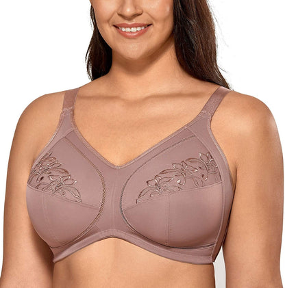 Women'S Wireless Full Coverage plus Size Non Padded Cotton Bra Mochaccino / 40C