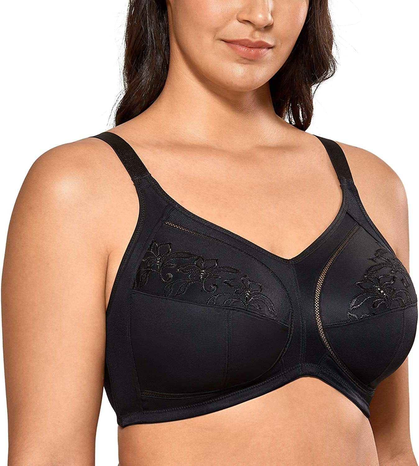 Women'S Wireless Full Coverage plus Size Non Padded Cotton Bra