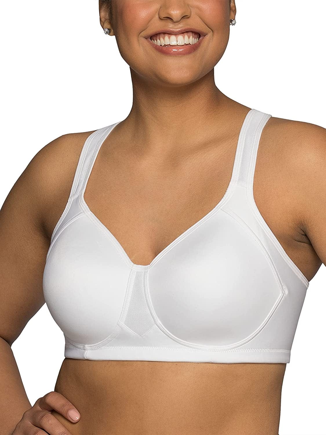 Women'S Wireless Medium Impact plus Size Padded Sports Bra (36C-44DDD) Wireless - White / Wireless (71500) / 42B