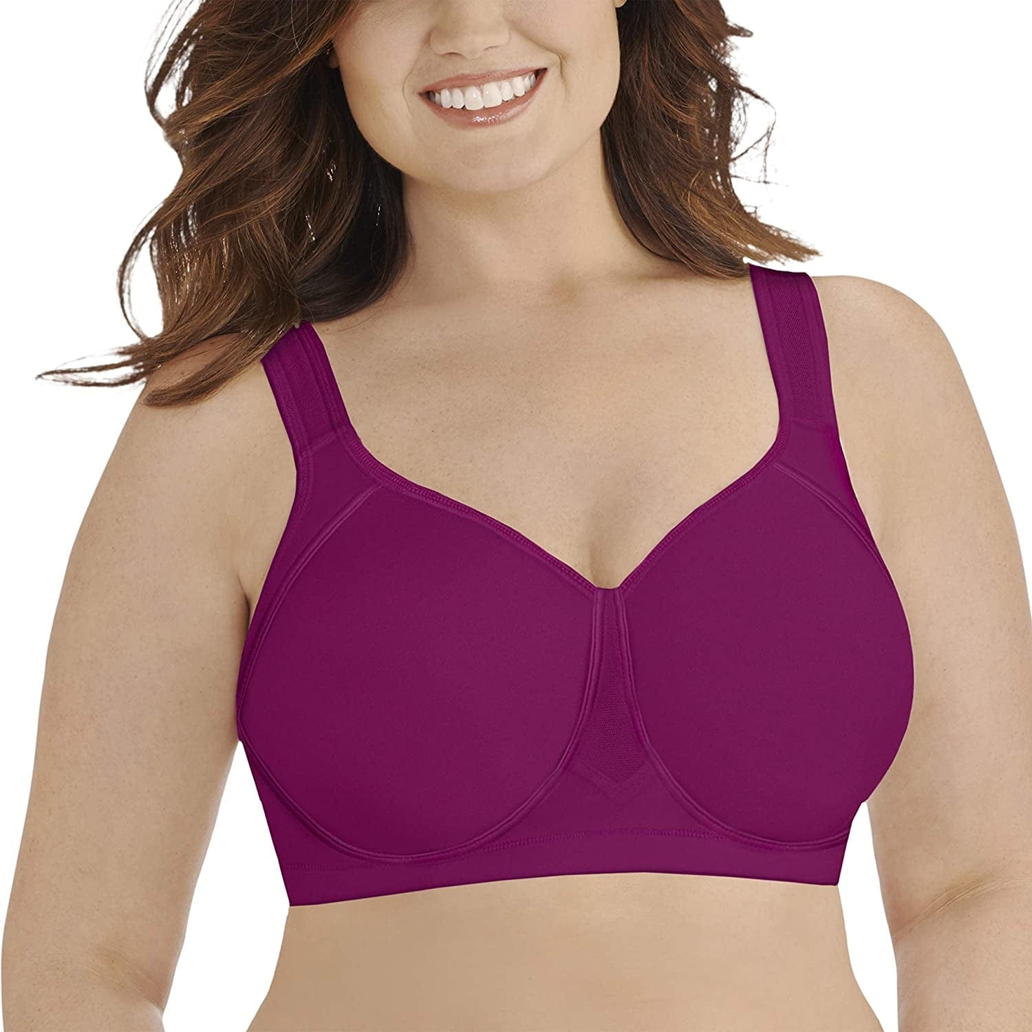 Women'S Wireless Medium Impact plus Size Padded Sports Bra (Retired Colors) Wireless - Boysenberry / Wireless (71500) / 40C