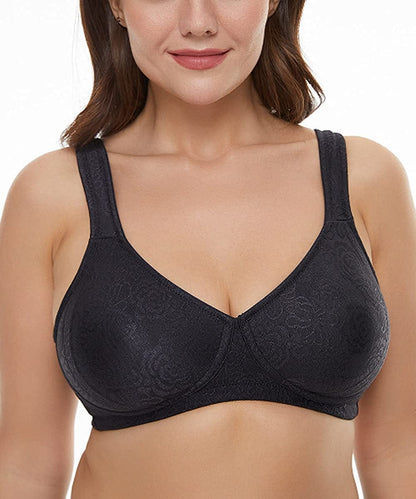 Women'S Wireless Minimizer Bra plus Size Non-Padded Soft Full Figure Bra Black 1 / 40B