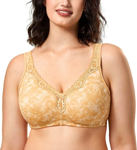 Women'S Wireless plus Size Lace Bra Unlined Full Coverage Comfort Cotton Smoke Fills the Air (Color of Skin) / 40F