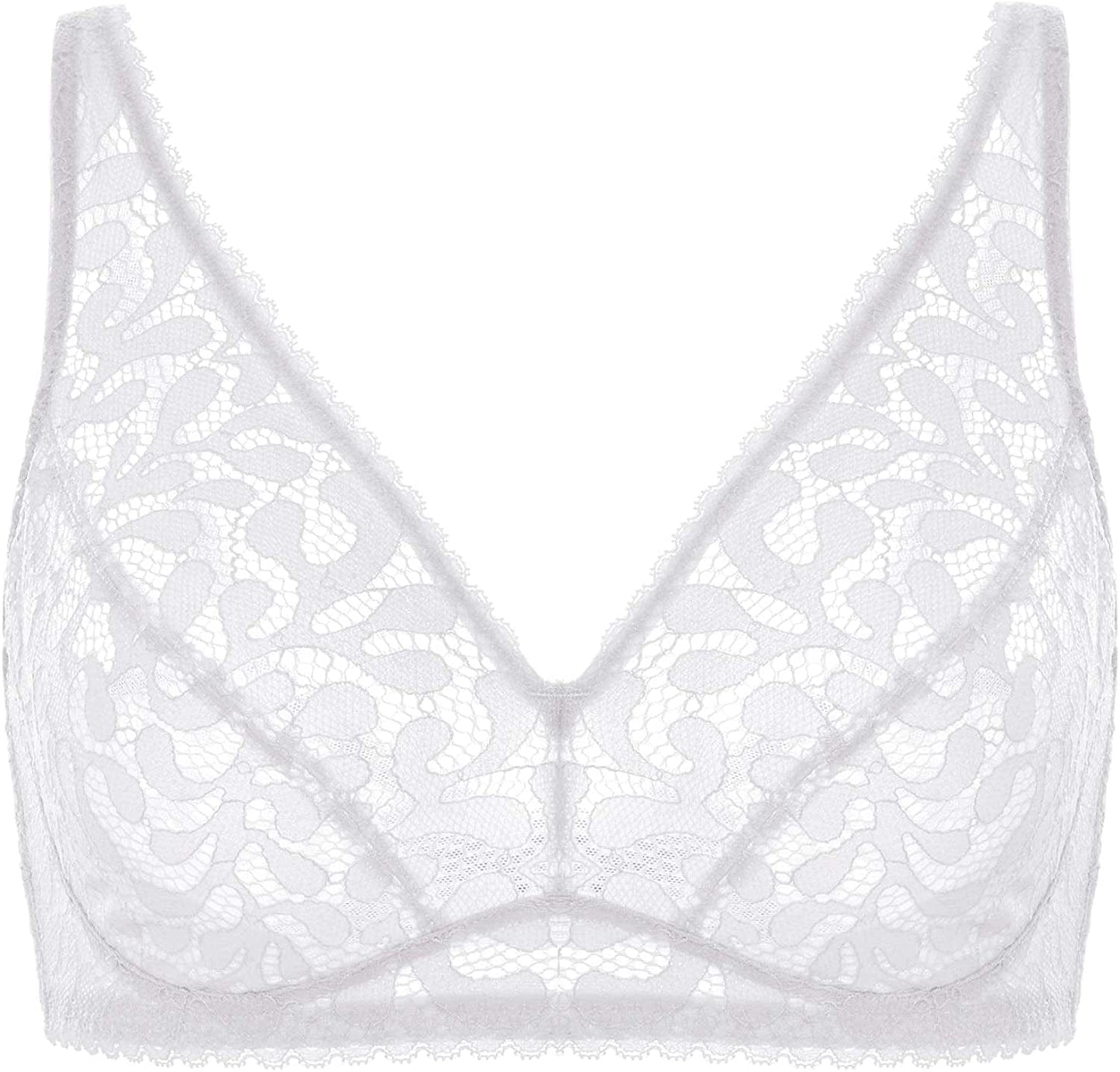 Women'S Wireless Unlined Lace Bra plus Size Full Coverage Bralette Comfort