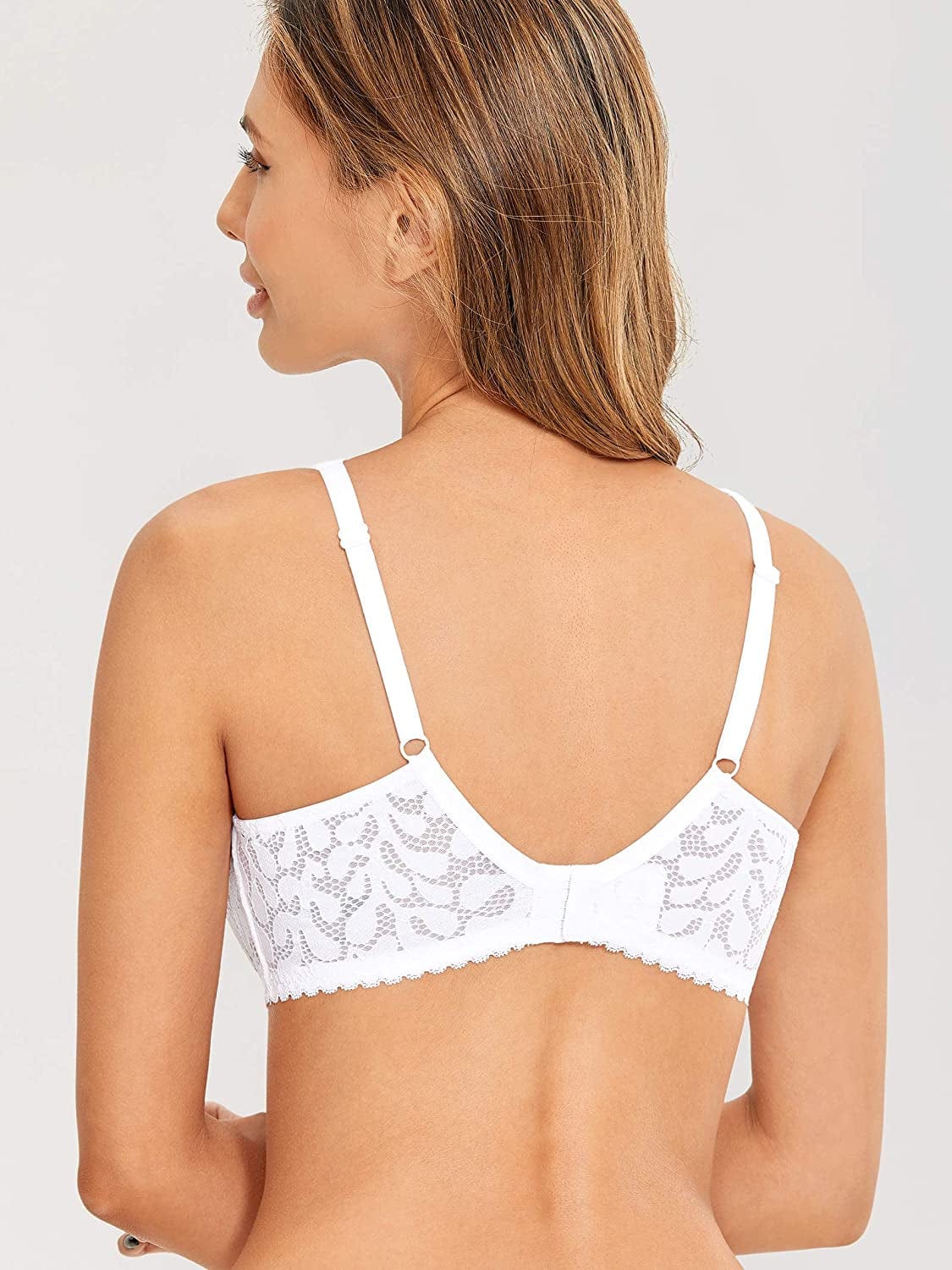 Women'S Wireless Unlined Lace Bra plus Size Full Coverage Bralette Comfort