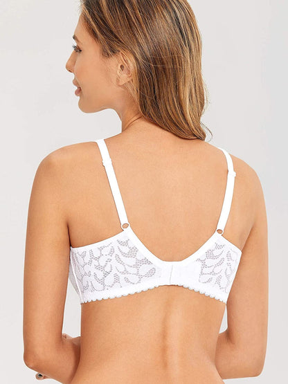 Women'S Wireless Unlined Lace Bra plus Size Full Coverage Bralette Comfort