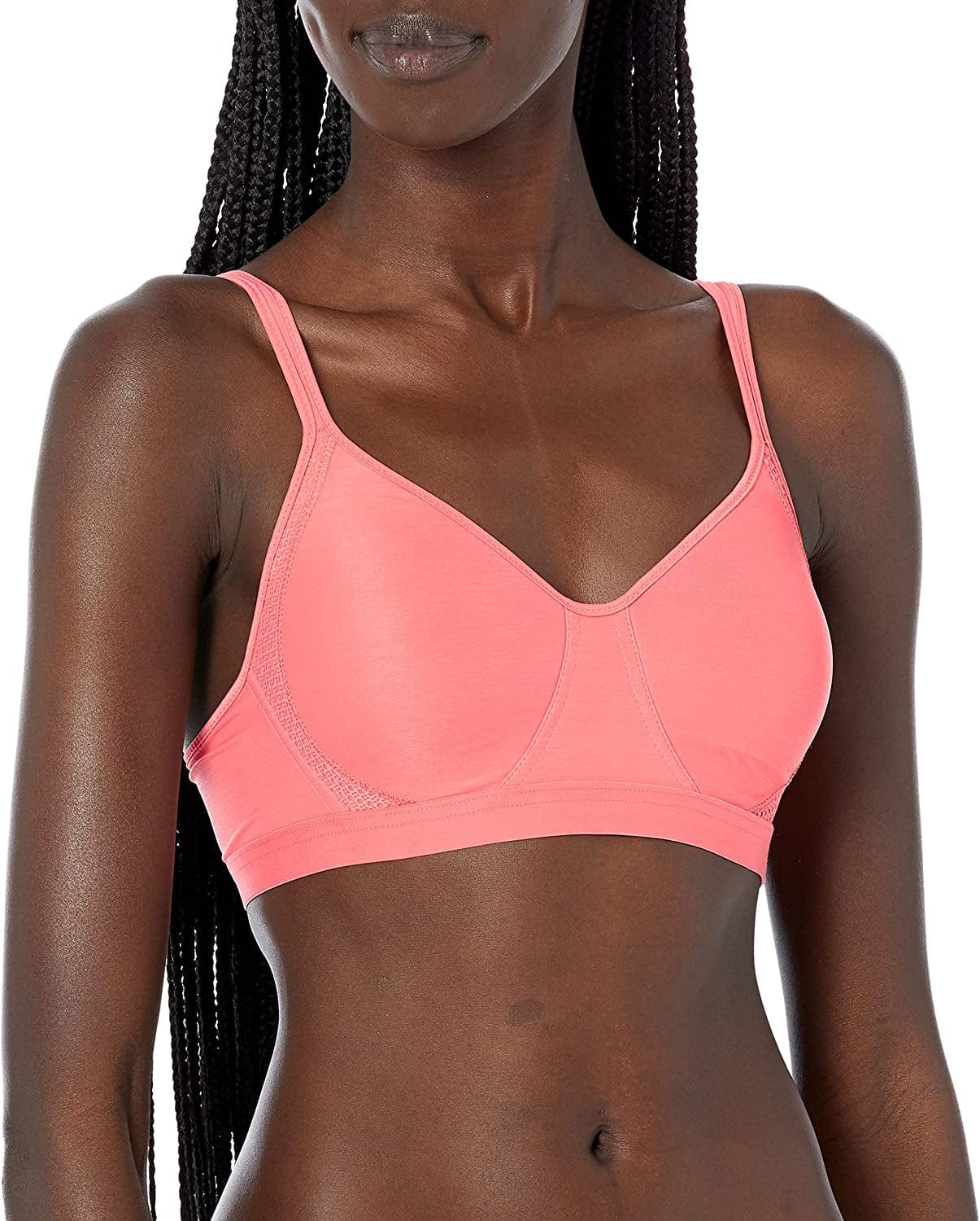Women'S X-Temp Wireless Bra with Cooling Mesh, Full-Coverage, Convertible T-Shirt Bra Bright Melon Pink Heather / Small